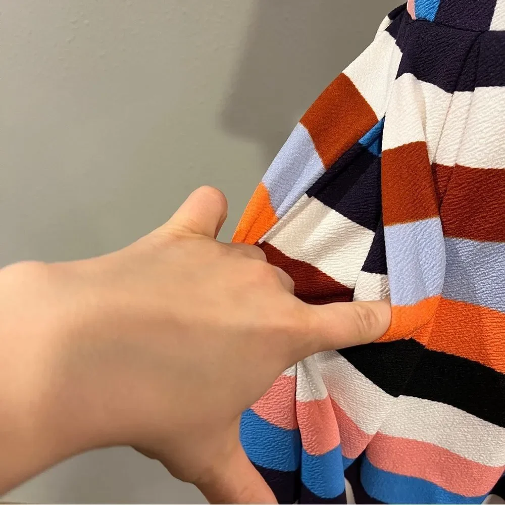 LuLaRoe Amelia Multicolor Striped short sleeve knee length Dress size medium‎ - Picture 4 of 13